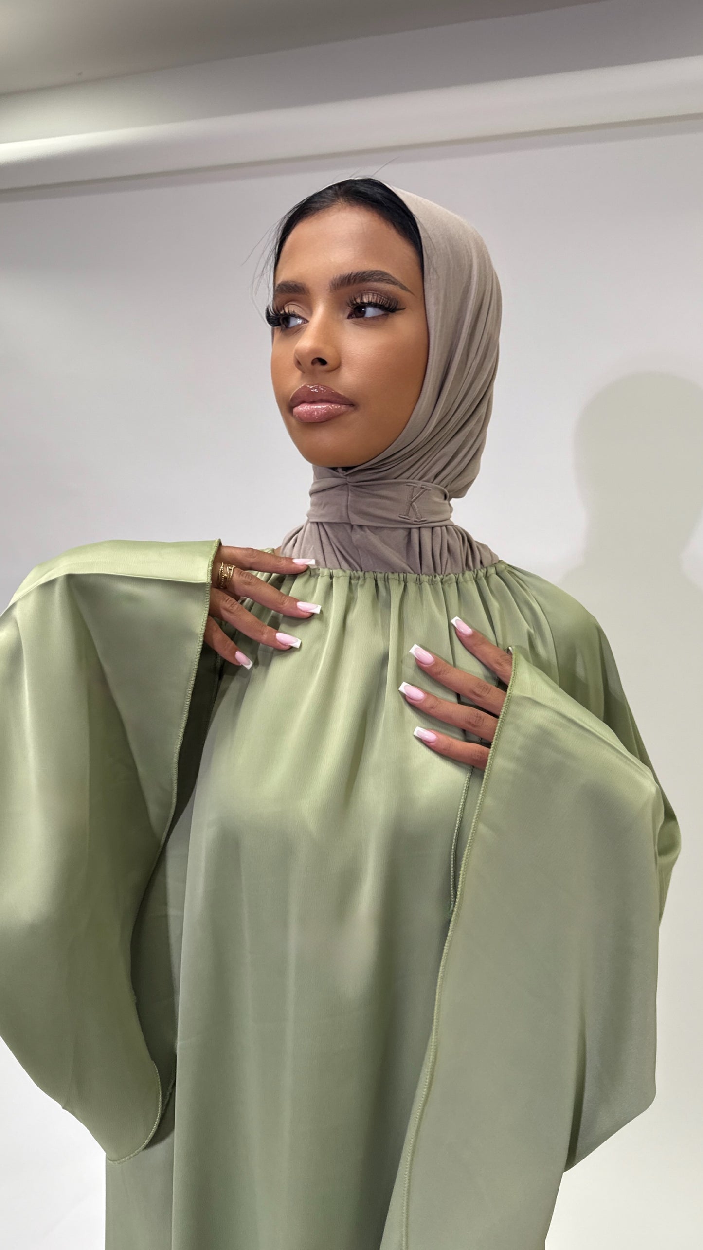 Drapé Dress - Vert sauge