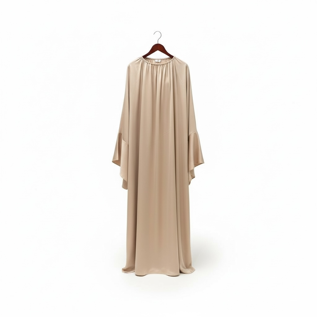 Satin Drapé Dress - Beige