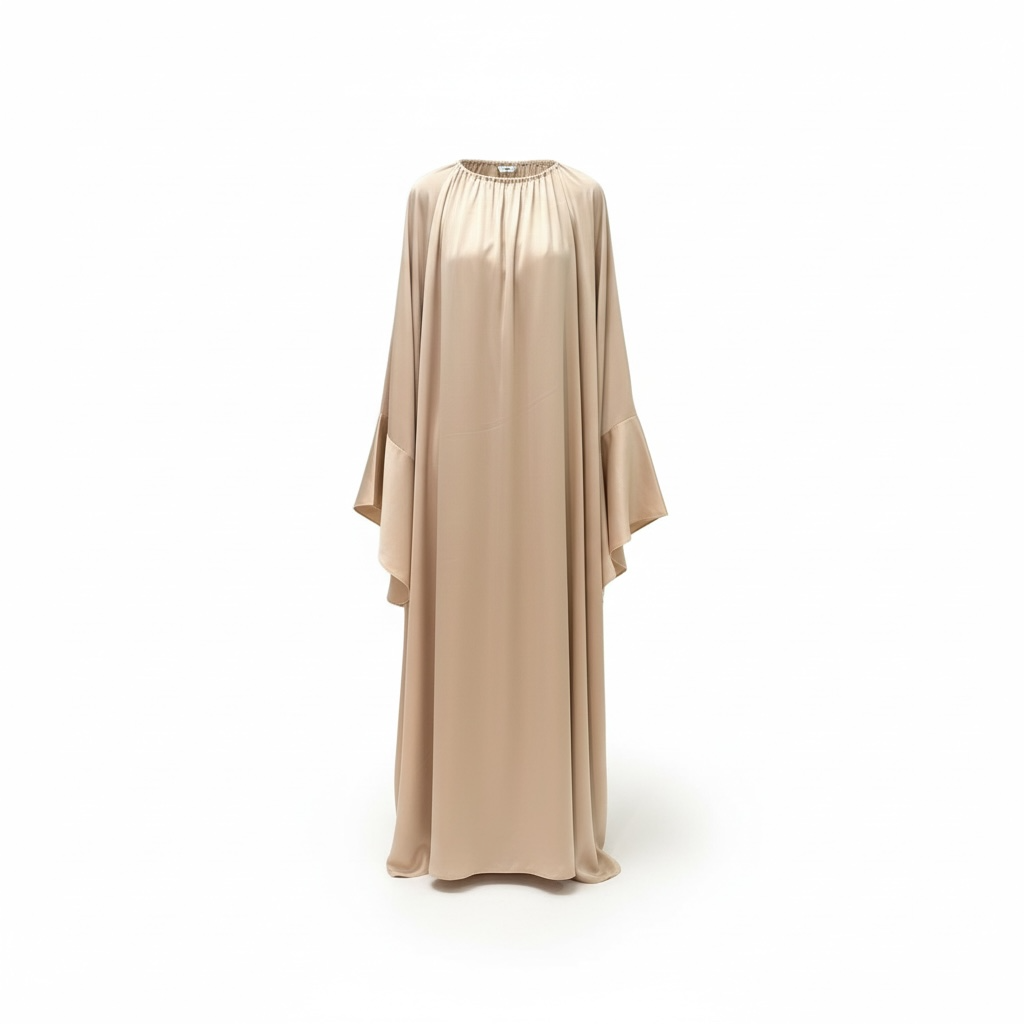Satin Drapé Dress - Beige