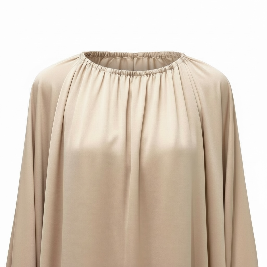 Satin Drapé Dress - Beige
